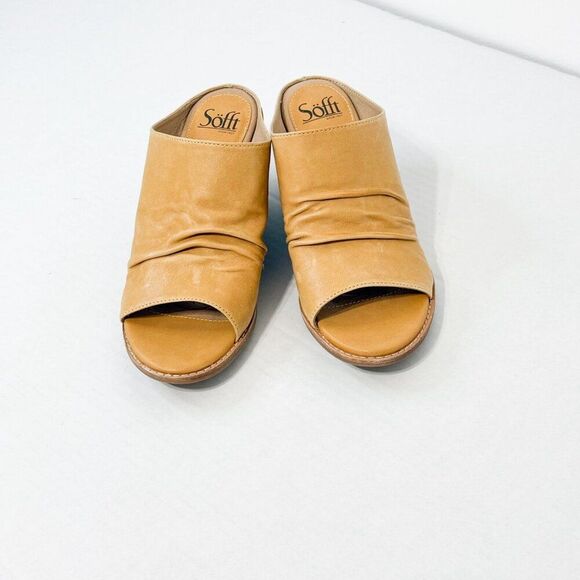 Sofft Strathmore NWB Sz 9.5 Soleil Yellow Luxe Italian Ruched Slide Wedge Shoes - Picture 10 of 16